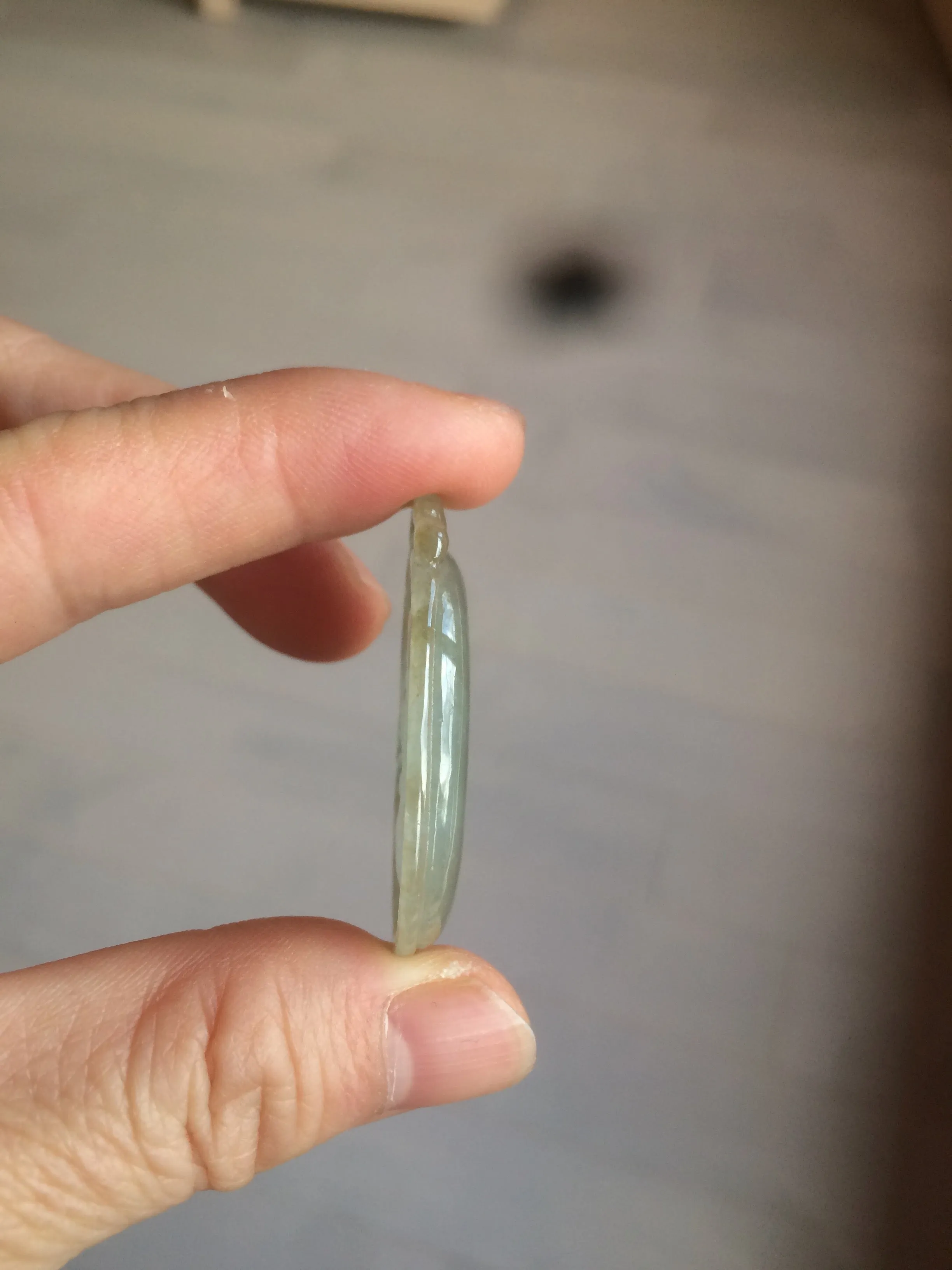 100% Natural type A dark green/light green/gray jadeite Jade RuYi(如意) pendant BF75