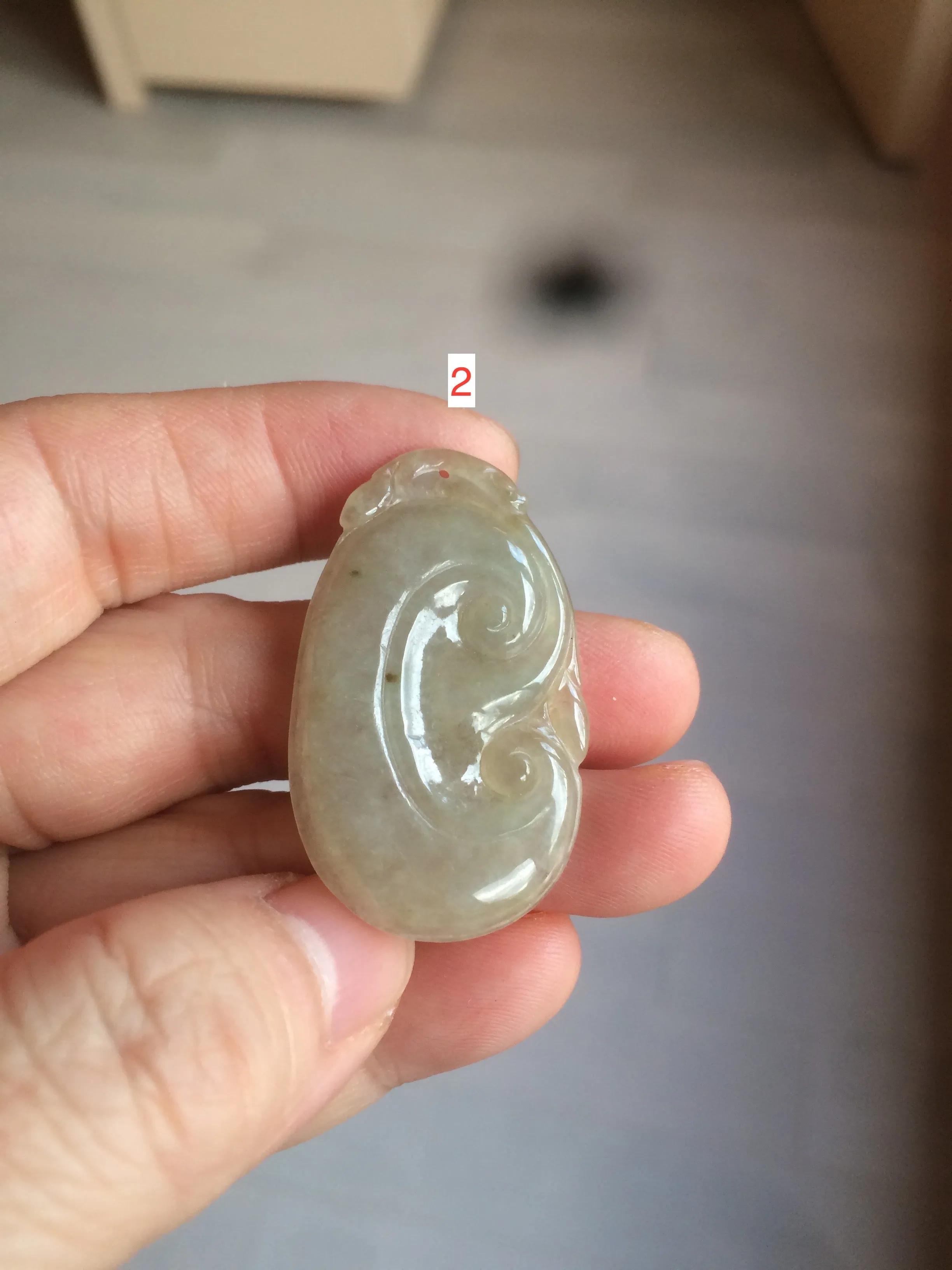 100% Natural type A dark green/light green/gray jadeite Jade RuYi(如意) pendant BF75