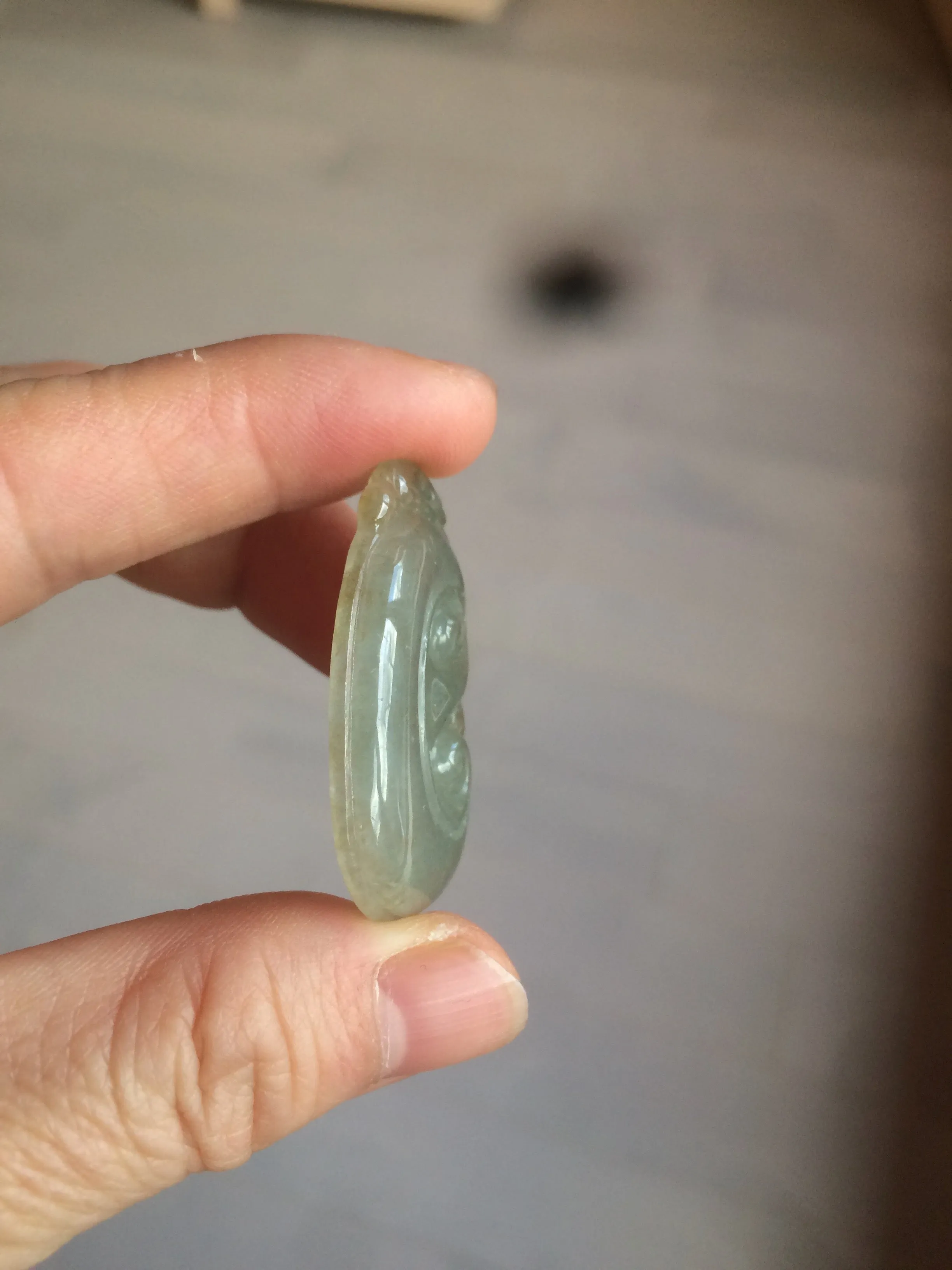 100% Natural type A dark green/light green/gray jadeite Jade RuYi(如意) pendant BF75