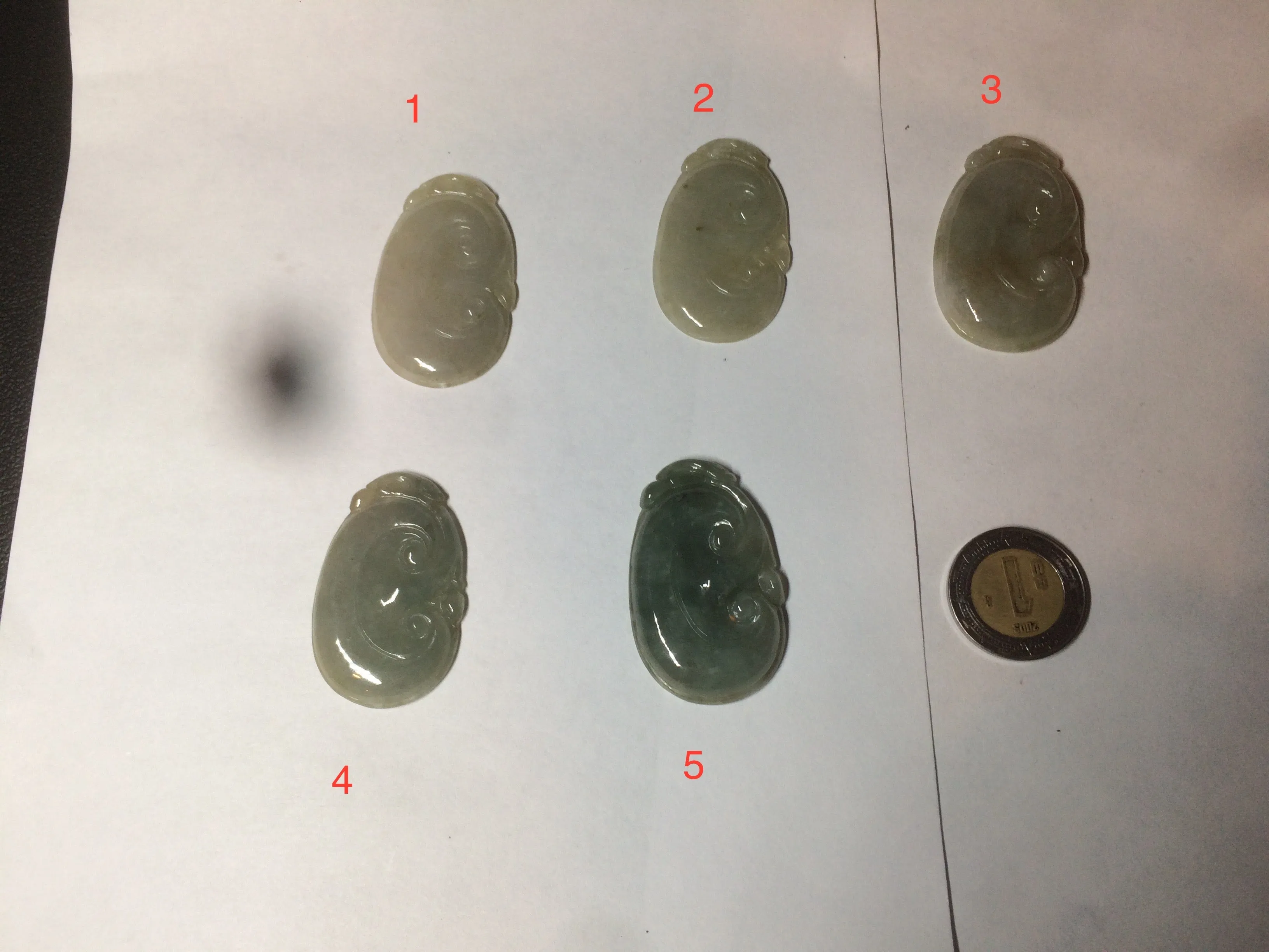 100% Natural type A dark green/light green/gray jadeite Jade RuYi(如意) pendant BF75