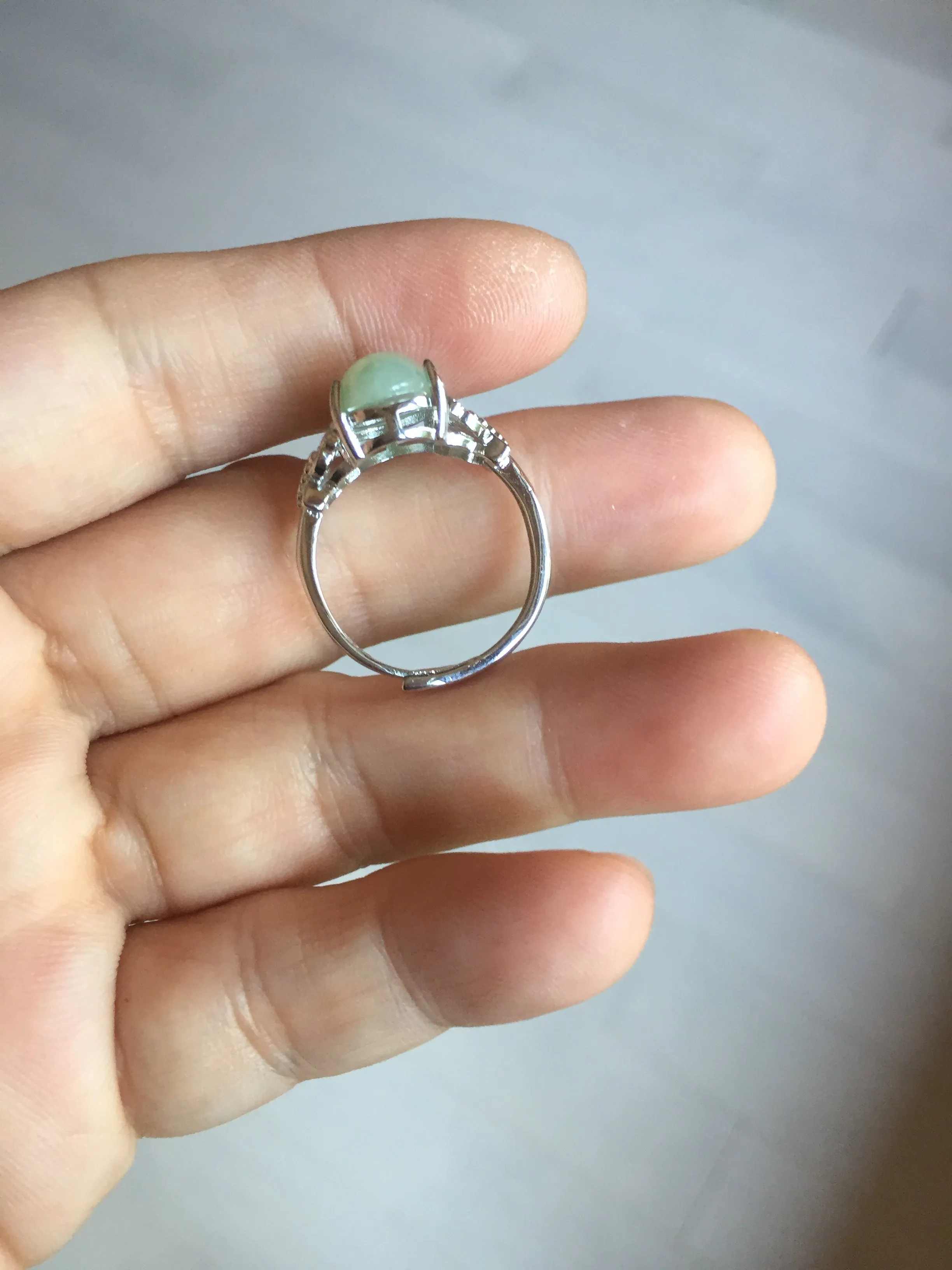 100% natural type A light green four-prong jadeite jade ring BP141