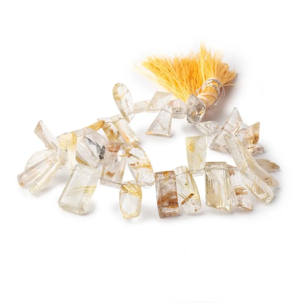 10x7-16x9mm Rutilated Quartz Faceted Fancy Shape Beads 7.5 inch 34 pieces AA