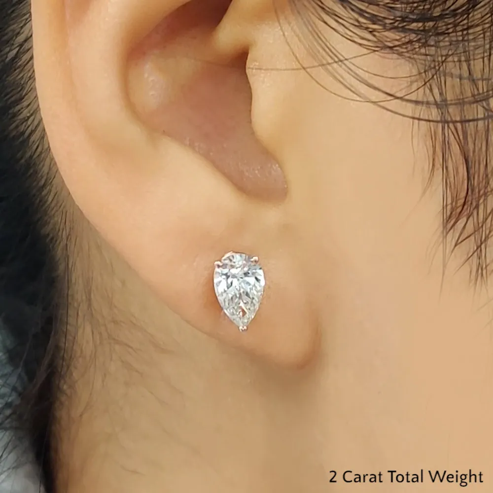 1/2-5 Carat Pear Shaped Lab Created Diamond Stud Earring For Women 14K Gold