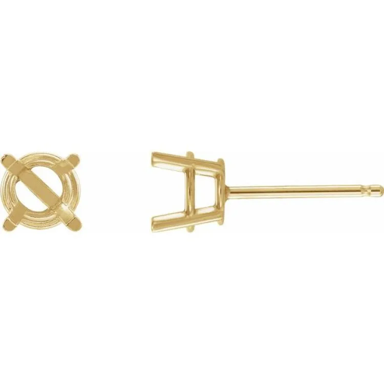 14K Yellow 2.5 mm Natural Smoky Quartz Stud Earrings