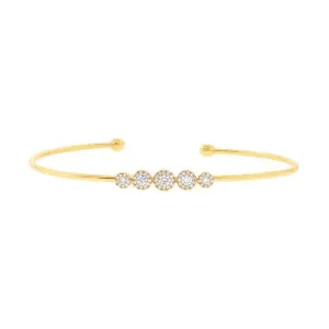 14K Yellow Gold Diamond Graduating (5) Cluster Cuff Bangle