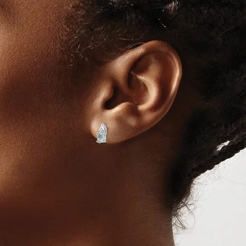 14KT GOLD 0.40 CARAT OVAL AQUAMARINE & DIAMOND EARRINGS