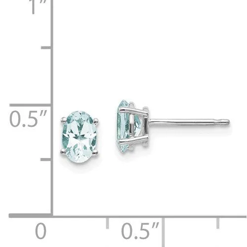 14KT GOLD 0.80 CTW OVAL AQUAMARINE EARRINGS