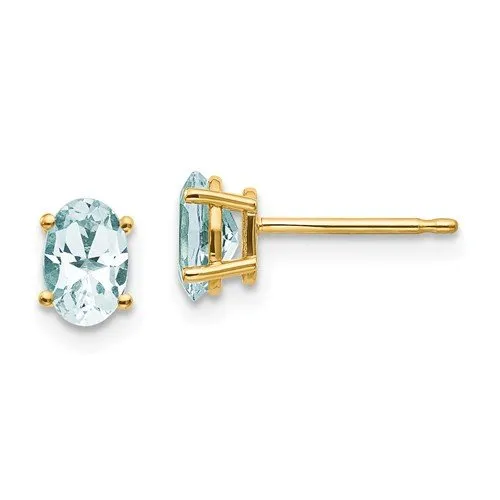 14KT GOLD 0.80 CTW OVAL AQUAMARINE EARRINGS