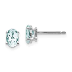 14KT GOLD 0.80 CTW OVAL AQUAMARINE EARRINGS