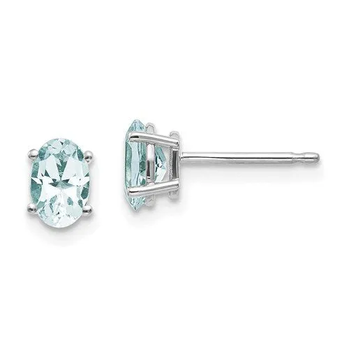 14KT GOLD 0.80 CTW OVAL AQUAMARINE EARRINGS