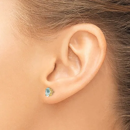 14KT GOLD 0.80 CTW OVAL AQUAMARINE EARRINGS