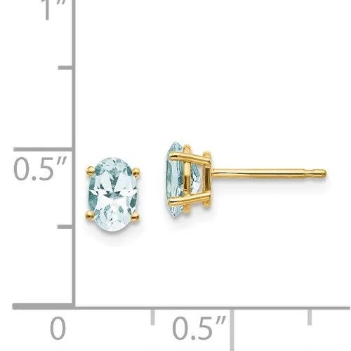 14KT GOLD 0.80 CTW OVAL AQUAMARINE EARRINGS