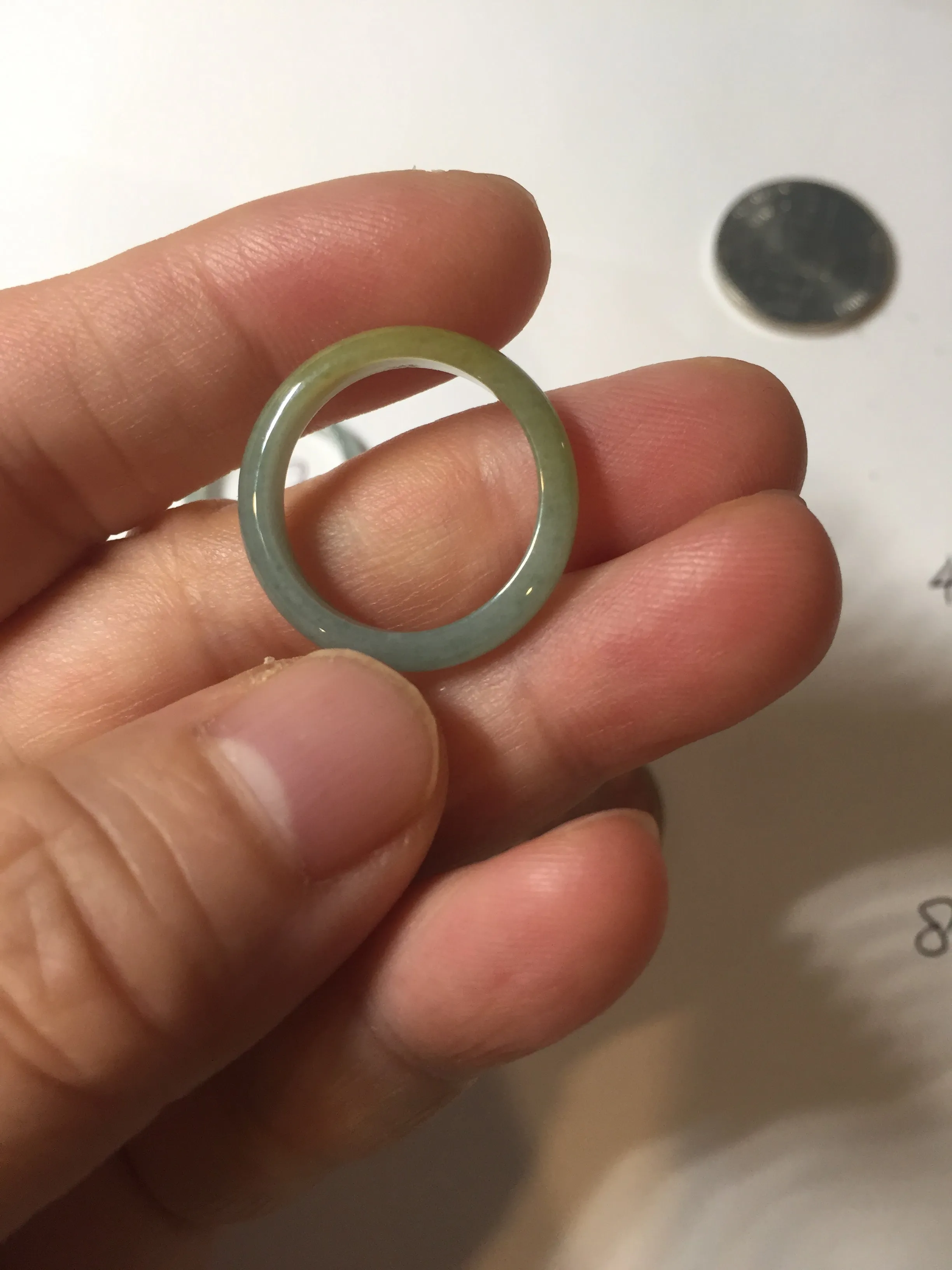 16.5mm size 6 100% natural type A icy watery green/blue icy watery Guatemala jadeite jade band ring group BP83
