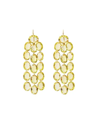 20K Yellow Gold Lemon Quartz Waterfall Earrings
