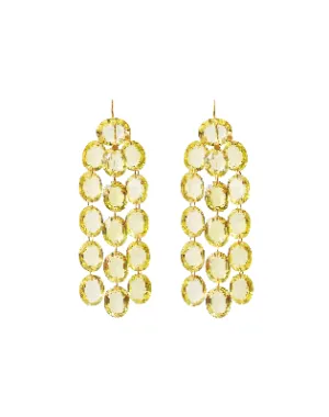 20K Yellow Gold Lemon Quartz Waterfall Earrings