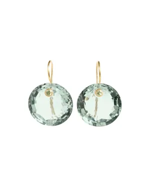 22K Yellow Gold Green Quartz and Apatite XL Gem Earrings