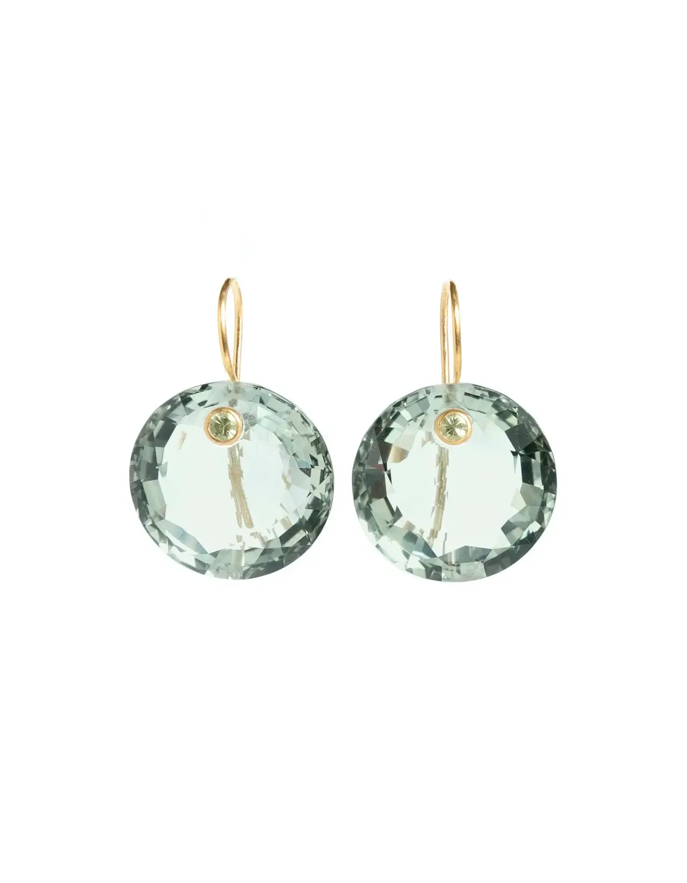 22K Yellow Gold Green Quartz and Apatite XL Gem Earrings