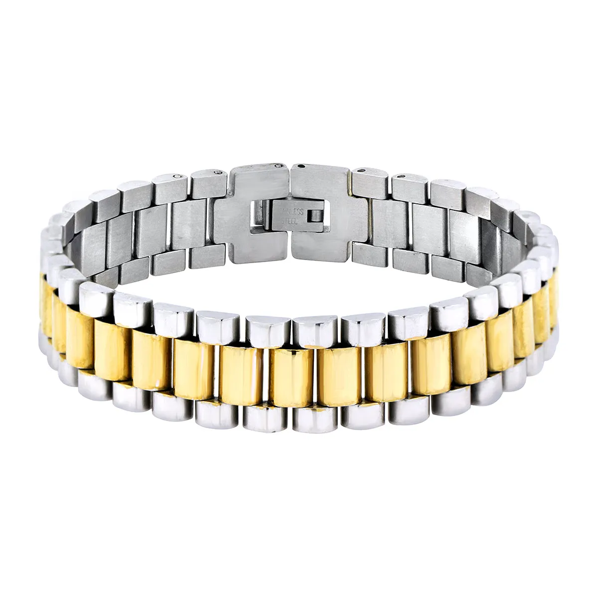 316L Surgical Stainless Steel 22K Gold Rhodium Bracelet For Men