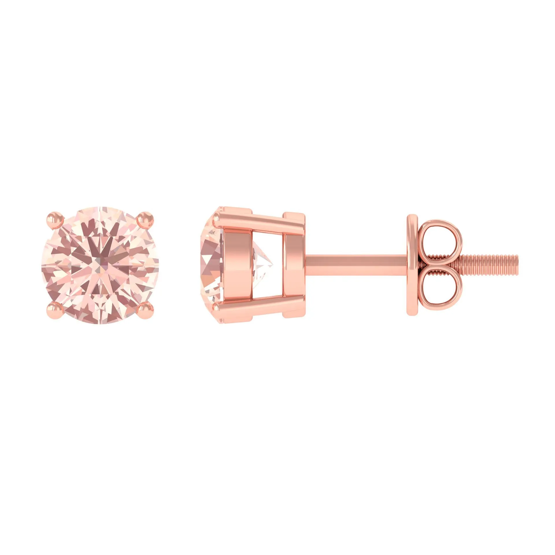 5 MM Morganite Solitaire Stud Earrings in 4 Prong Setting