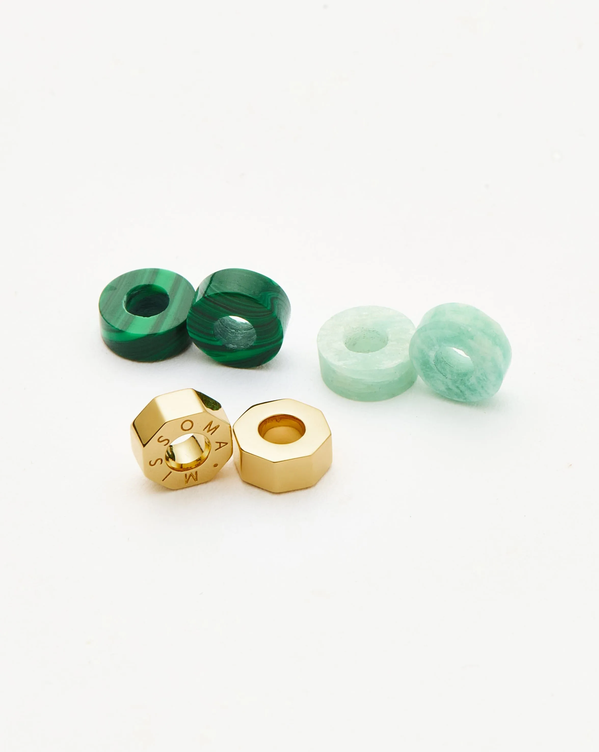 Abacus Gemstone Beaded Set | 18ct Gold Plated/Amazonite & Malachite