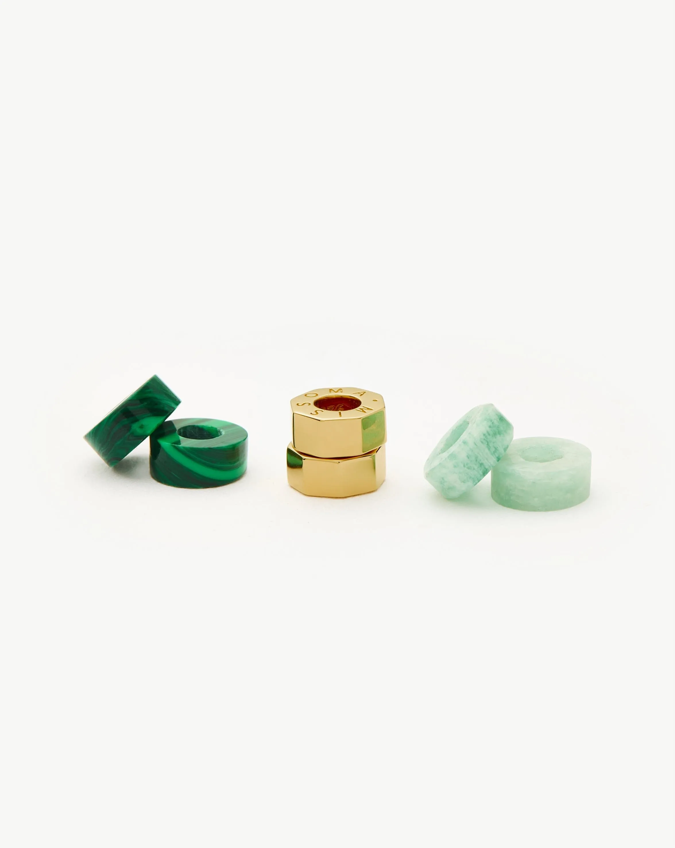 Abacus Gemstone Beaded Set | 18ct Gold Plated/Amazonite & Malachite