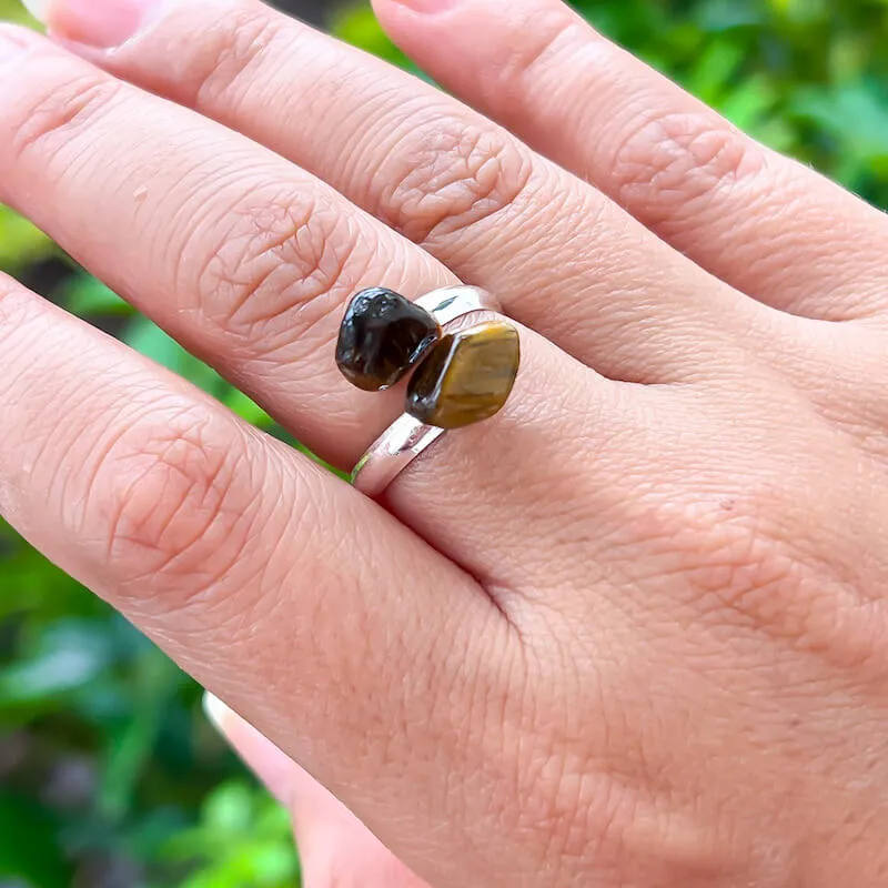 Adjustable Dual Crystal Ring