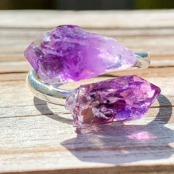 Adjustable Dual Crystal Ring