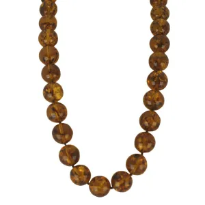 Amber Round Uniform Smooth Beaded Necklace