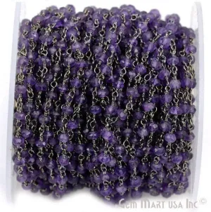 Amethyst Beads Oxidized Wire Wrapped Beads Rosary Chain