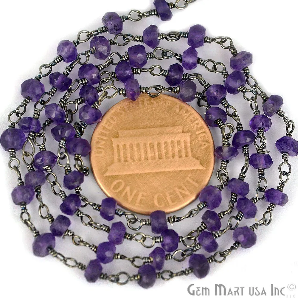 Amethyst Beads Oxidized Wire Wrapped Beads Rosary Chain