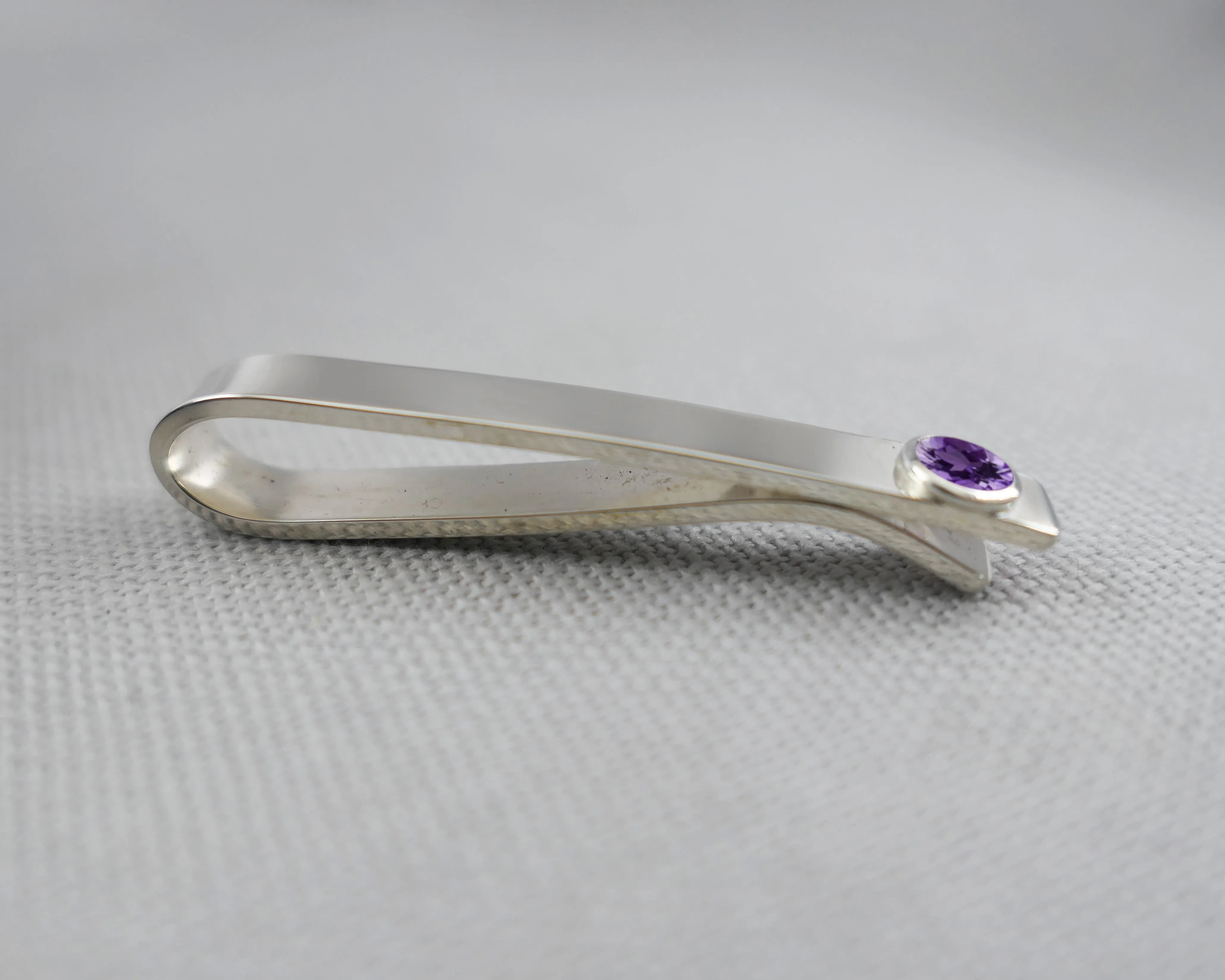 Amethyst Cuff Links and Tie Clip Set