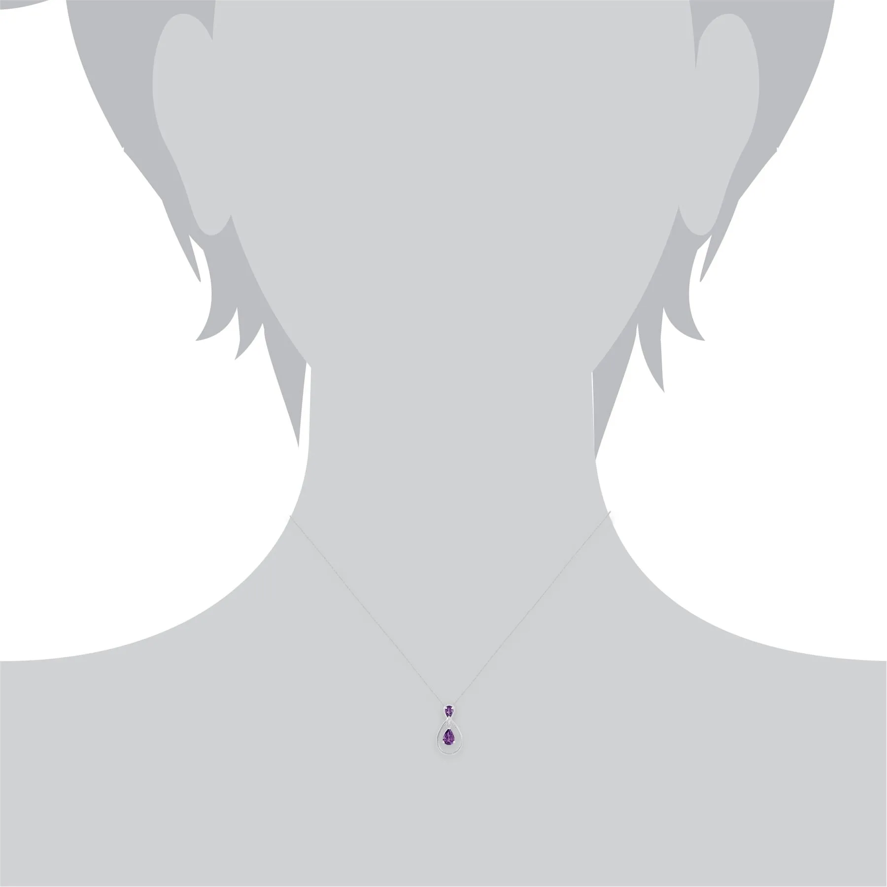 Amethyst Halskette, 9 Karat Weiss Gold 0.83ct Amethyst Anhänger an 45cm Kette