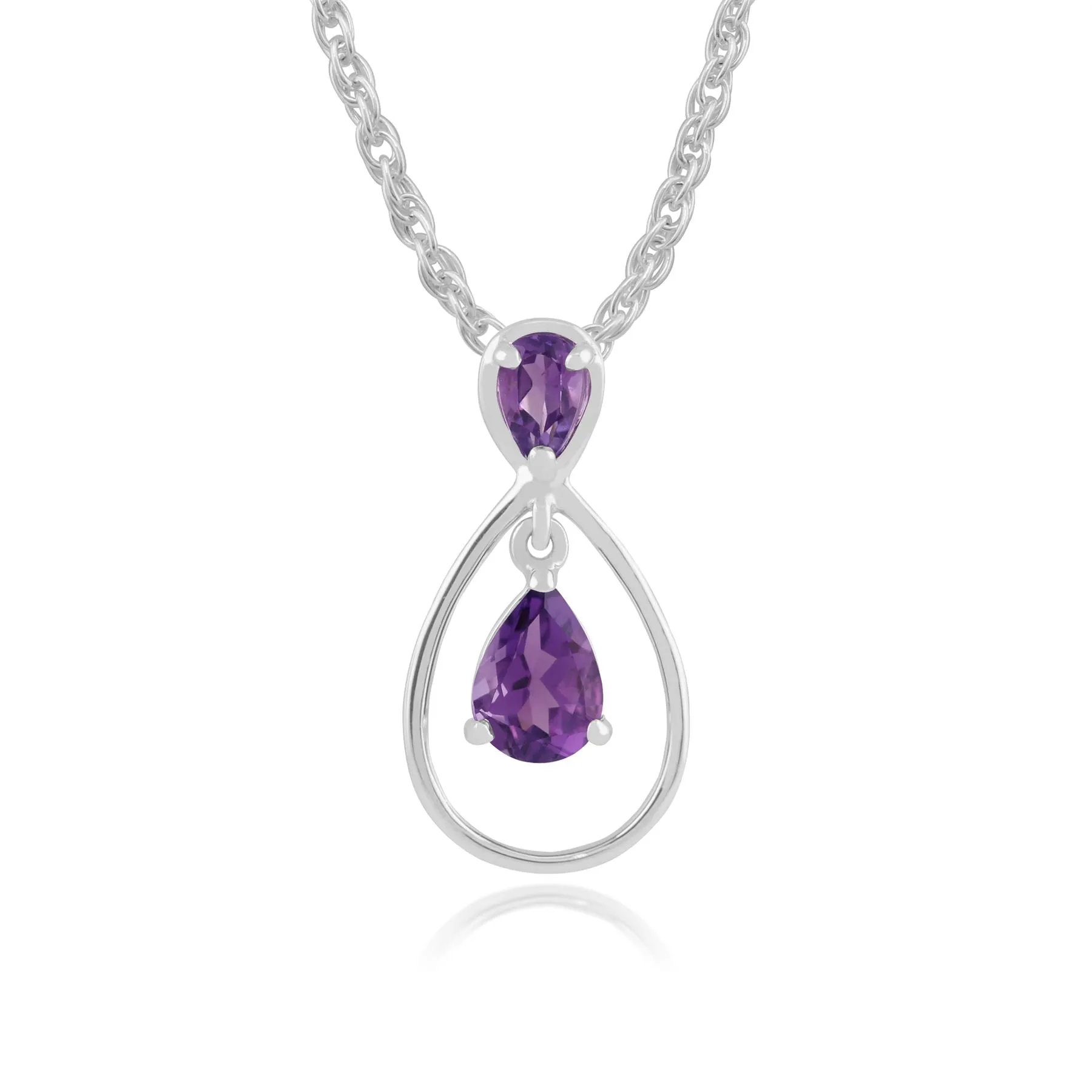 Amethyst Halskette, 9 Karat Weiss Gold 0.83ct Amethyst Anhänger an 45cm Kette