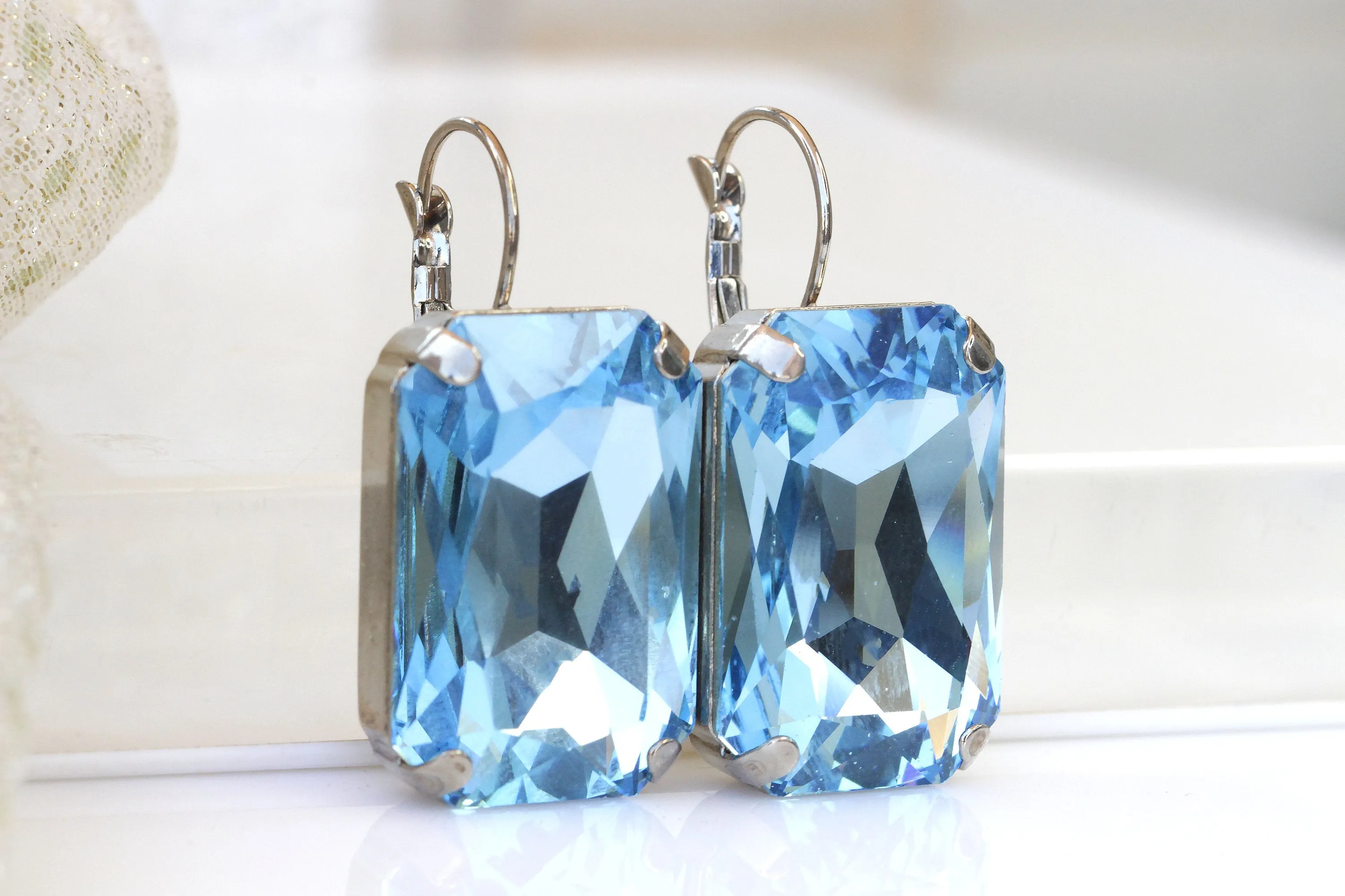 AQUAMARINE BIG EARRINGS