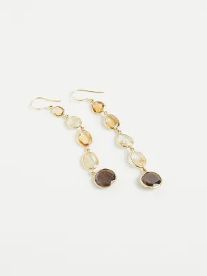 Autumn Harvest Long Drop Earrings in 18k Yellow Gold with Mixed Stones