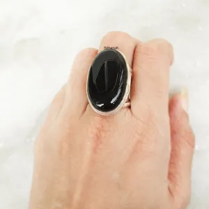 Black Onyx Silver Ring