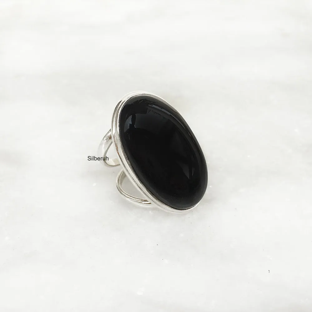 Black Onyx Silver Ring