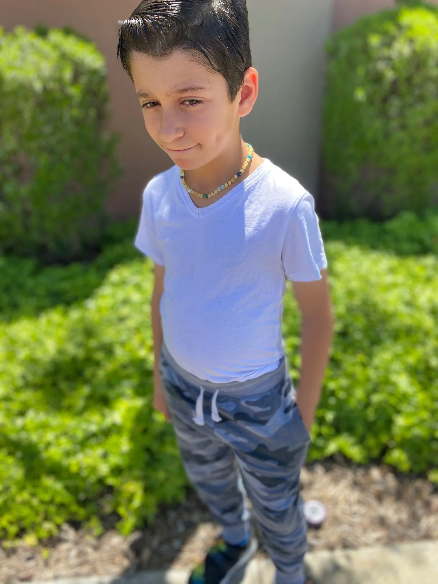 Boost Your Kid's Immune System with Amber   Blue Big Kids Necklace - Natural Relief for Sinus Issues, Headaches, and More!