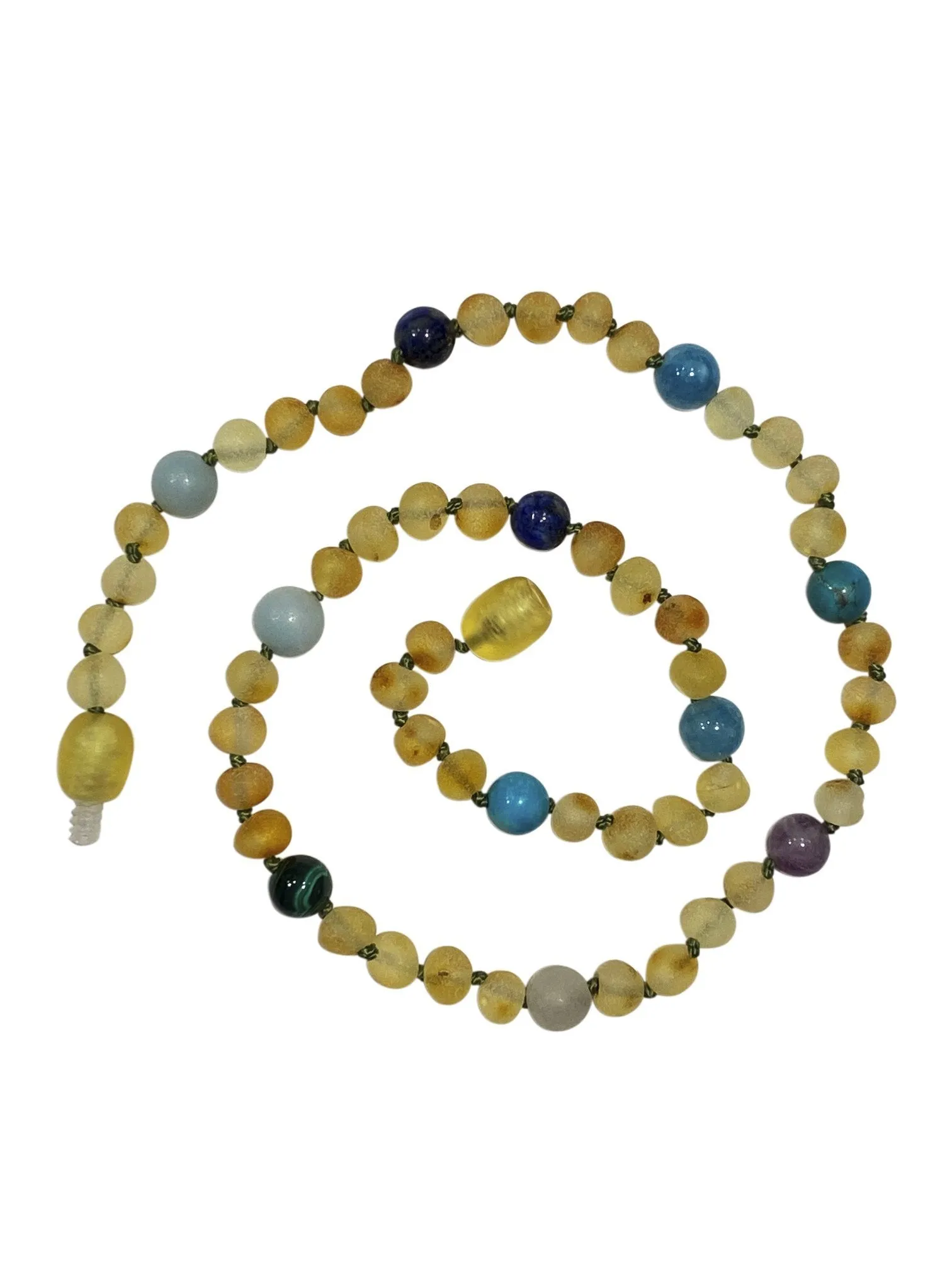 Boost Your Kid's Immune System with Amber   Blue Big Kids Necklace - Natural Relief for Sinus Issues, Headaches, and More!