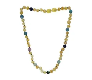 Boost Your Kid's Immune System with Amber   Blue Big Kids Necklace - Natural Relief for Sinus Issues, Headaches, and More!