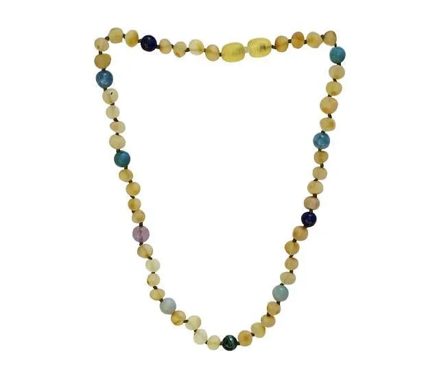 Boost Your Kid's Immune System with Amber   Blue Big Kids Necklace - Natural Relief for Sinus Issues, Headaches, and More!