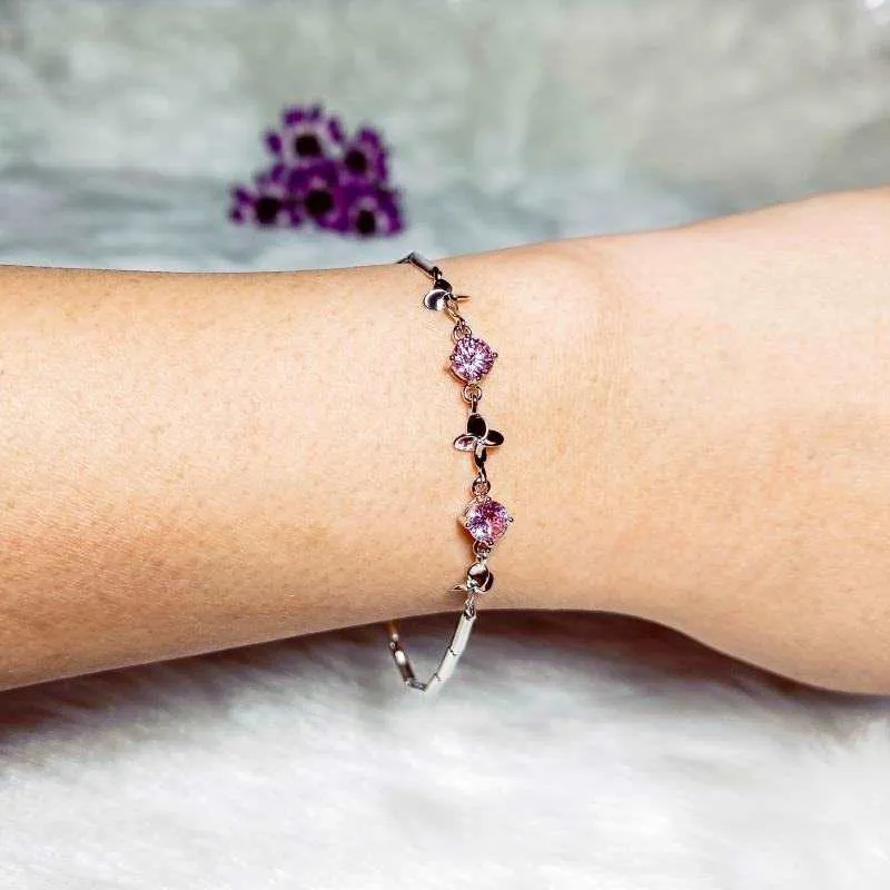 Bouquet Bracelet with Pink Zircons