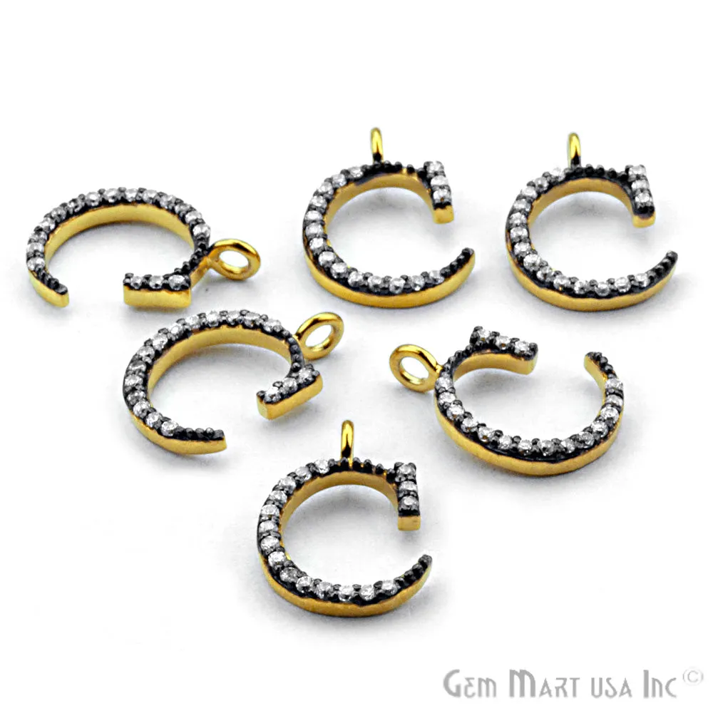 'C' Alphabet Charm CZ Pave Gold Vermeil Charm for Bracelet & Pendants