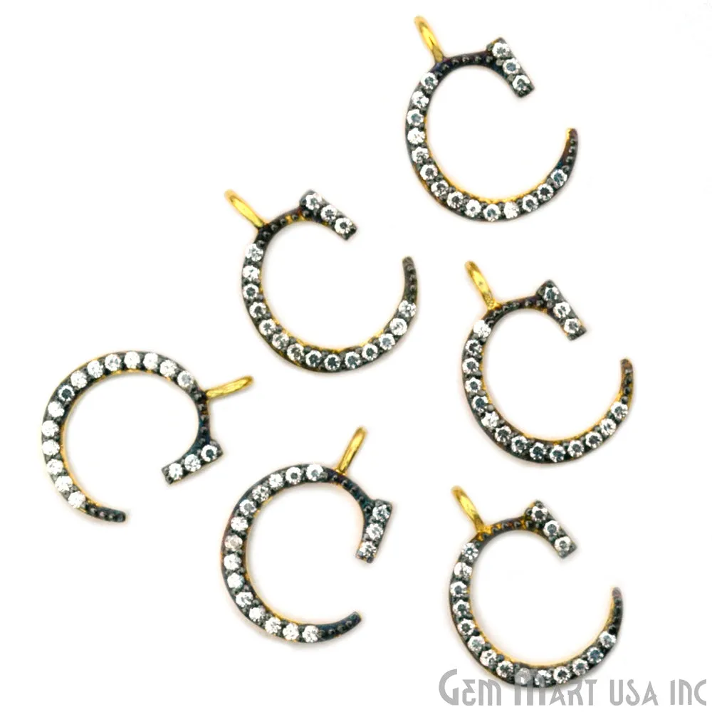 'C' Alphabet Charm CZ Pave Gold Vermeil Charm for Bracelet & Pendants