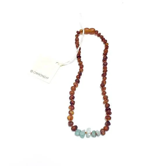 Canyon Leaf Baltic Amber   Amazonite Necklace (Adult's Sizes)