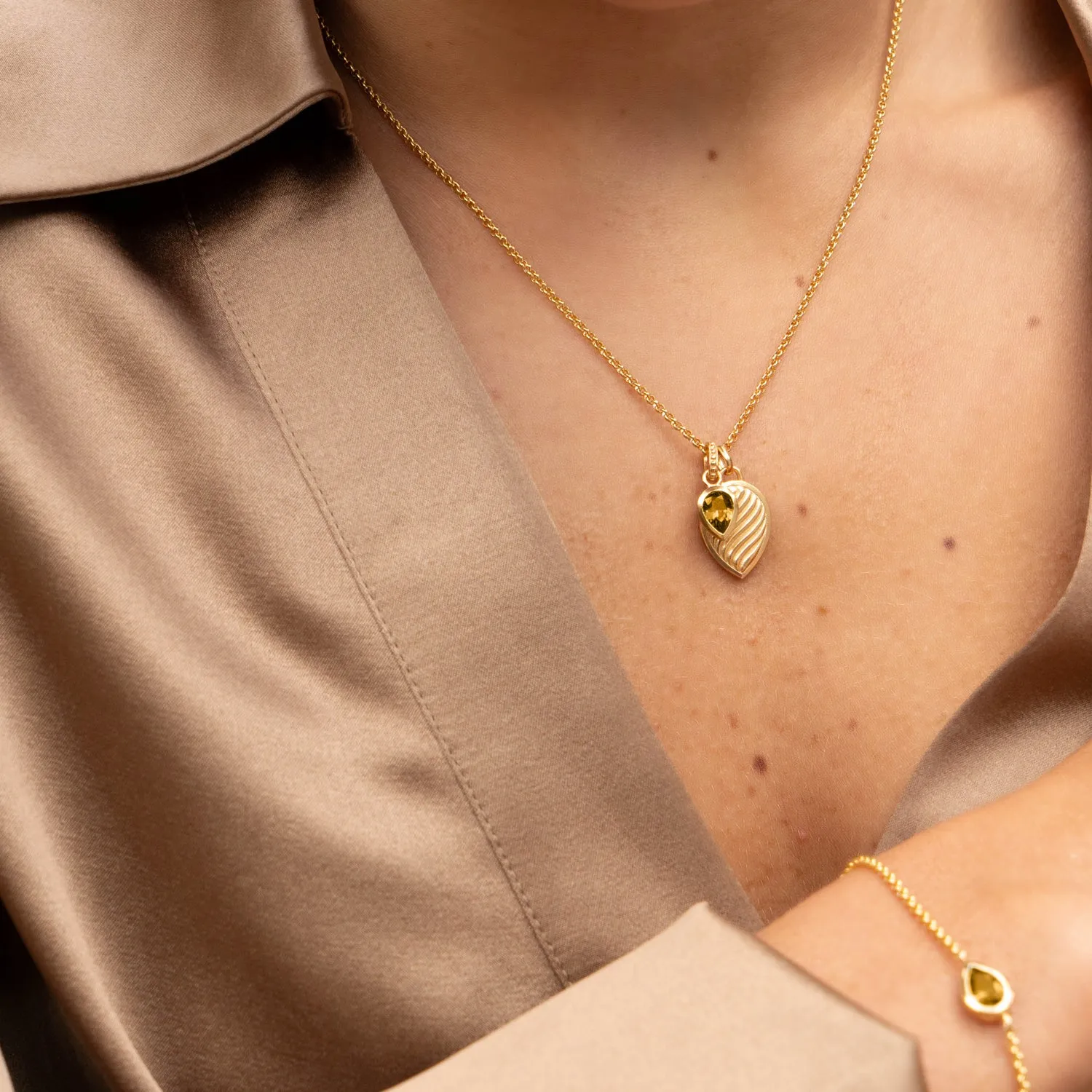 Citrine Twist Peardrop Necklace