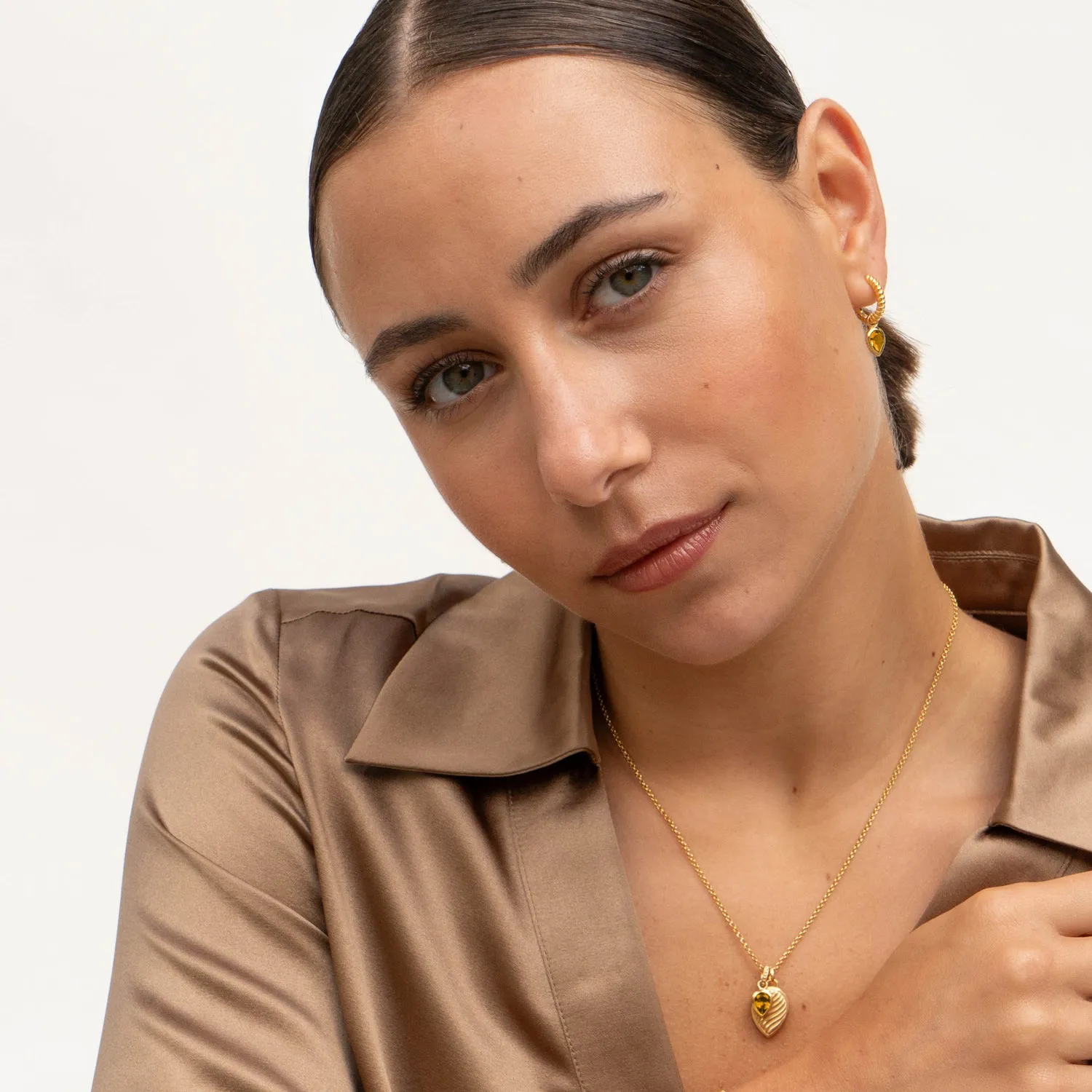 Citrine Twist Peardrop Necklace