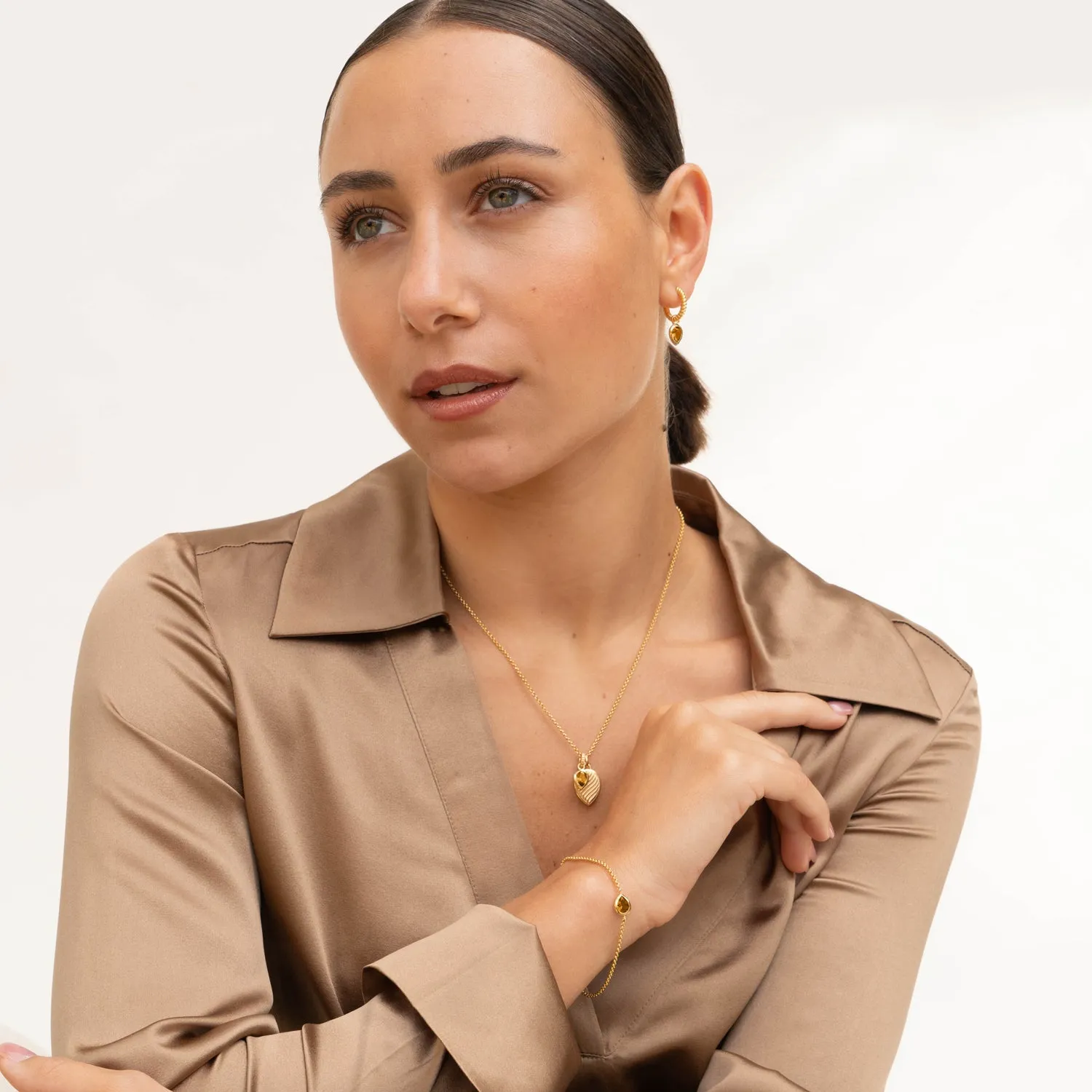 Citrine Twist Peardrop Necklace