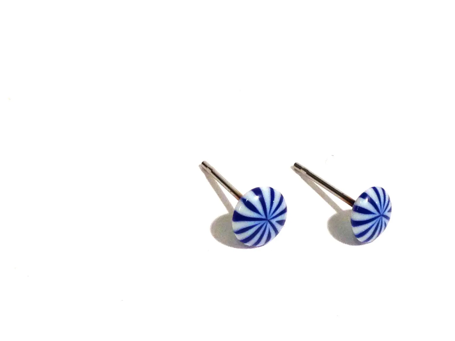 Cobalt & White Tiny Starburst Disc Stud Earrings