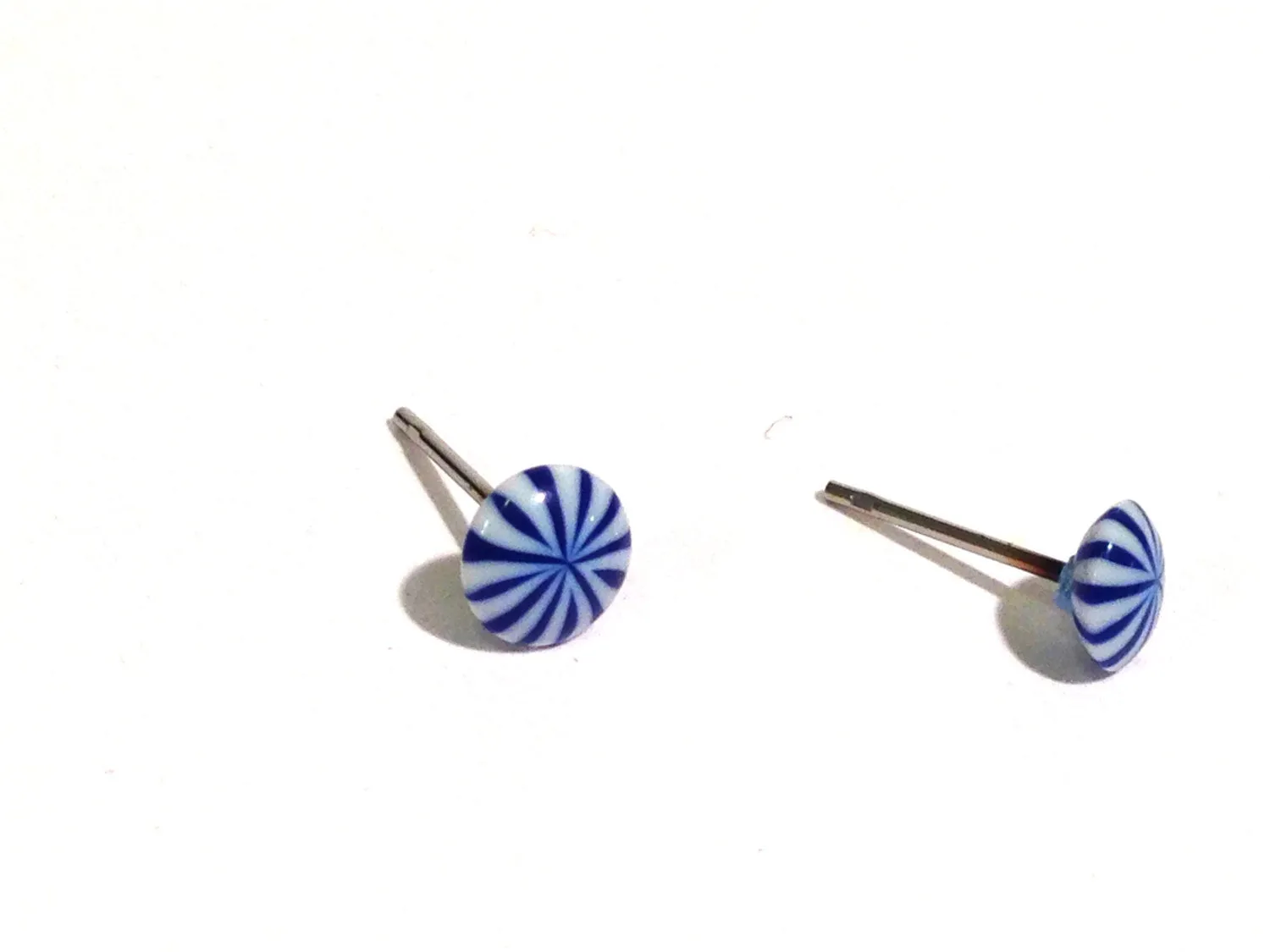 Cobalt & White Tiny Starburst Disc Stud Earrings